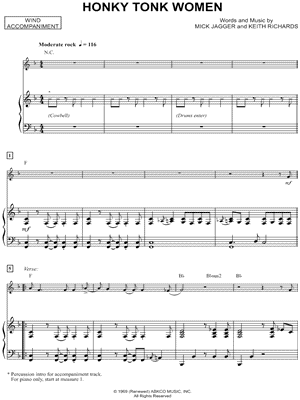 Honky Tonk Women - Clarinet & Piano - Sheet Music (Digital Download)