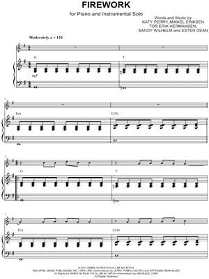 Firework - C Instrument & Piano - Sheet Music (Digital Download)