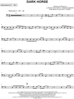 Dark Horse - Bass Clef Instrument & Piano - Sheet Music (Digital Download)