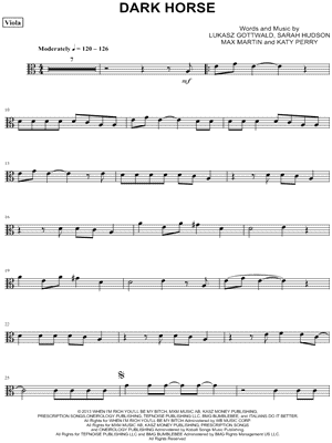 Dark Horse - Viola & Piano - Sheet Music (Digital Download)
