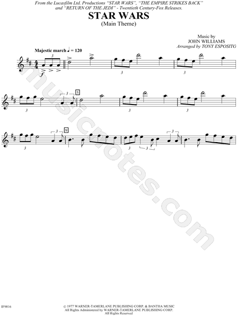 Notes For Star Wars On Saxophone 81