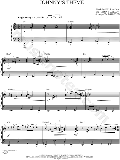 English Themes Music | doc severinsen quot johnny s theme quot sheet music piano solo English Themes Music | doc severinsen quot johnny s theme quot sheet music piano solo