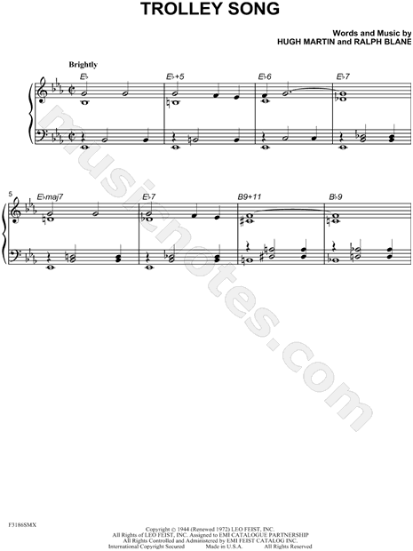 &quot;The Trolley Song&quot; from &#39;Meet Me In St. Louis&#39; Sheet Music in Eb Major - Download & Print - SKU ...