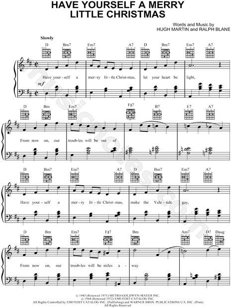 "Have Yourself a Merry Little Christmas" from 'Meet Me In St. Louis' Sheet Music in D Major ...