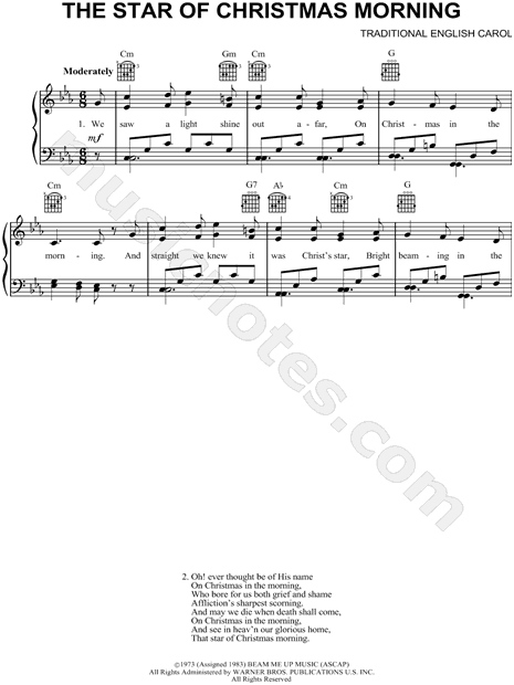 Traditional English Carol "The Star of Christmas Morning" Sheet Music in Eb Major - Download ...
