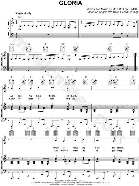 Michael W. Smith "Gloria" Sheet Music in C Major (transposable) - Download & Print - SKU: MN0053696
