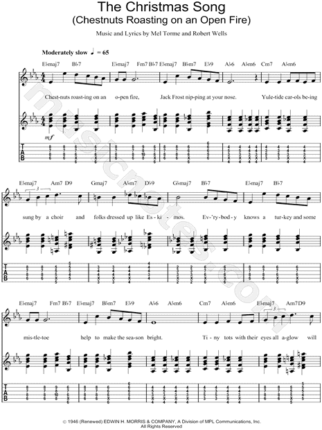 Nat King Cole "The Christmas Song (Chestnuts Roasting on an Open Fire)" Guitar Tab in Eb Major ...