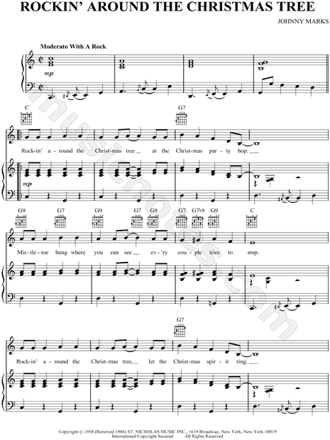 Brenda Lee "Rockin' Around the Christmas Tree" Sheet Music in C Major (transposable) - Download ...