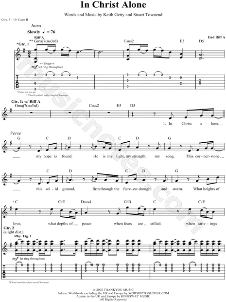 Free Christian Sheet Music And Guitar Tabs