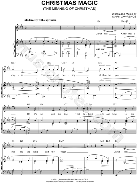 Frankie Avalon "Christmas Magic" Sheet Music in Eb Major - Download & Print - SKU: MN0069327