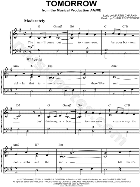 piano annie tomorrow sheet easy violin songs musicnotes notes musical clarinet recital sheets digital twinkle read lessons learn trumpet note