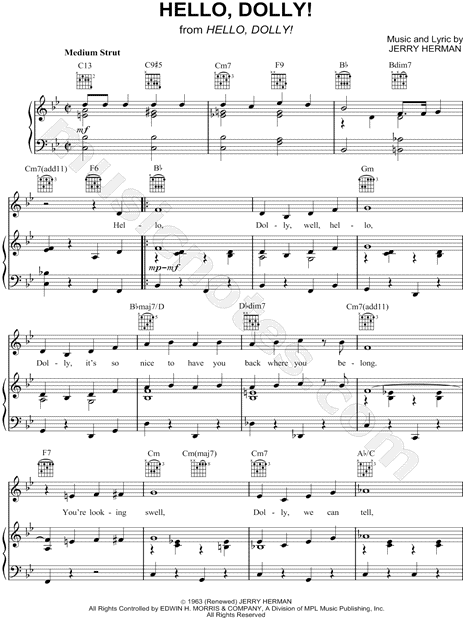 Louis Armstrong &quot;Hello, Dolly!&quot; Sheet Music in Bb Major (transposable) - Download & Print - SKU ...