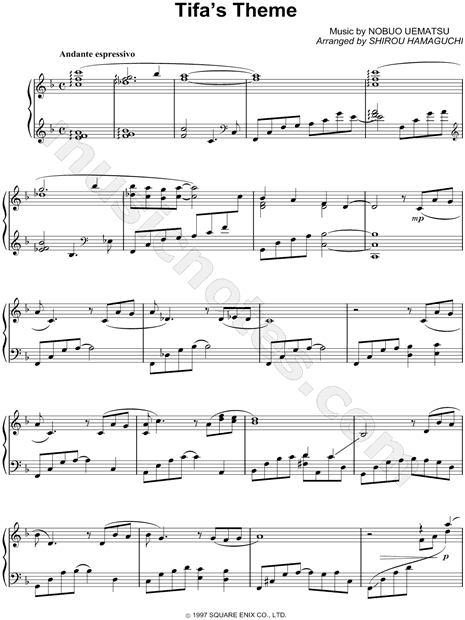 partition piano final fantasy 7