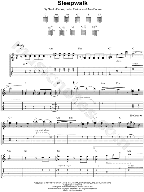 Sleepwalk Chord Chart