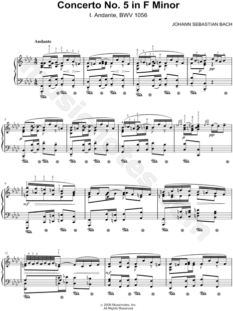 Violin Concerto in G minor  A Score for Violin and Piano BWV 1056R 1738