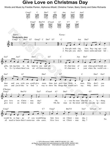 The Jackson 5 "Give Love on Christmas Day" Sheet Music (Leadsheet) in C Major (transposable ...