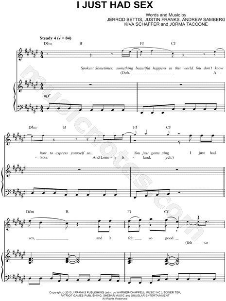 The Lonely Island I Just Had Sex Sheet Music In D Minor Transposable Download And Print