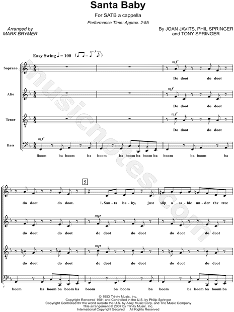 santa baby free sheet music pdf