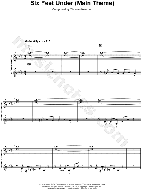 "Six Feet Under" from 'Six Feet Under' Sheet Music (Easy Piano) (Piano