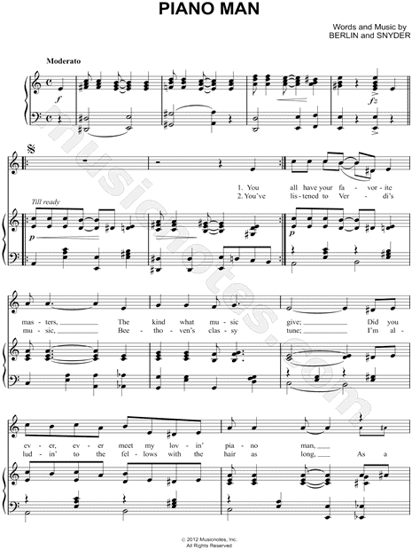 Irving Berlin "Piano Man" Sheet Music in C Major - Download & Print
