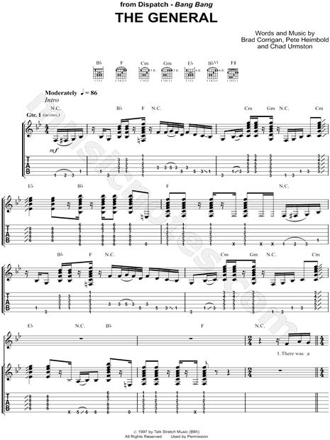 lyrics dispatch dispatch quot the general quot guitar tab in bb major lyrics dispatch dispatch quot the general quot guitar tab in bb major