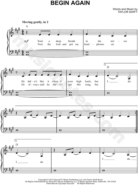 begin again taylor swift easy chords taylor swift quot begin again quot sheet music easy piano in a begin again taylor swift easy chords taylor swift quot begin again quot sheet music easy piano in a