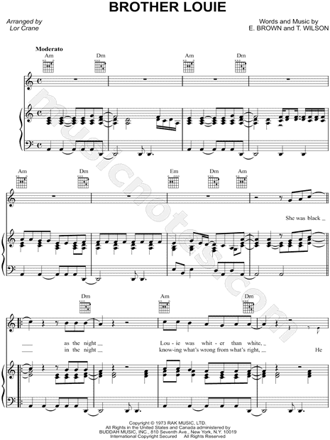Stories &quot;Brother Louie&quot; Sheet Music in A Minor - Download & Print - SKU: MN0123043