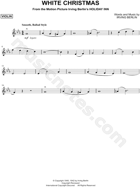 Irving Berlin "White Christmas" Sheet Music (Violin Solo) in Eb Major - Download & Print - SKU ...