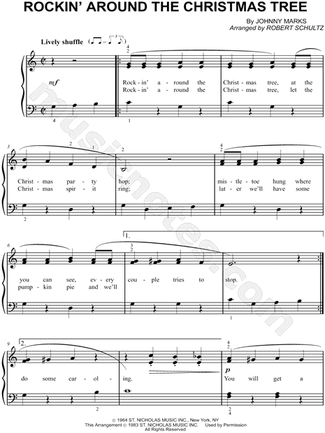 Johnny Marks "Rockin' Around the Christmas Tree" Sheet Music (Easy Piano) in C Major - Download ...
