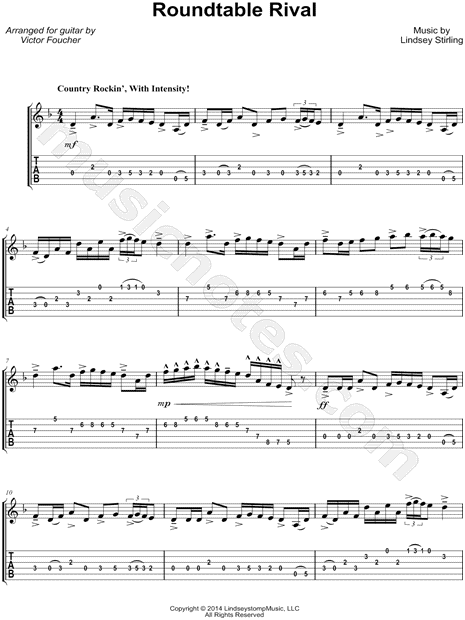 stirling quot roundtable rival quot guitar tab in d minor stirling violin music sheet