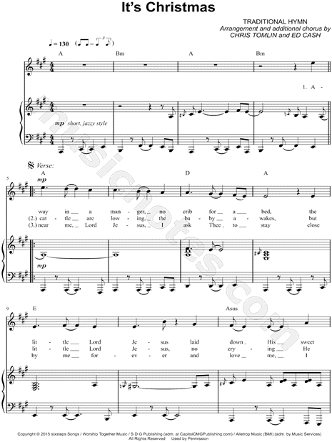 Chris Tomlin "It's Christmas" Sheet Music in A Major (transposable) - Download & Print - SKU ...