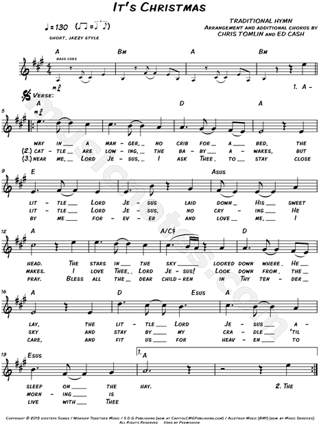 Chris Tomlin "It's Christmas" Sheet Music (Leadsheet) in A Major (transposable) - Download ...