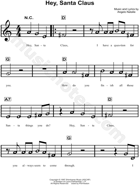 "Hey, Santa Claus" from 'Barney & Friends' Sheet Music for Beginners in