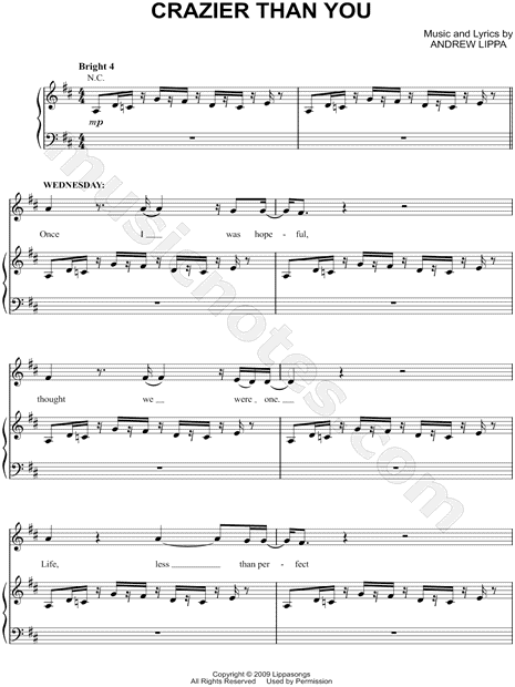 "Crazier Than You" from 'The Addams Family Musical' Sheet Music in D