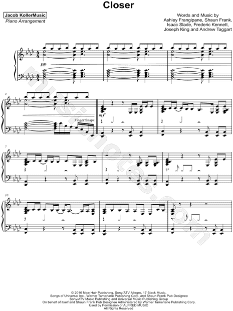 Jacob Koller "Closer" Sheet Music (Piano Solo) in Ab Major - Download & Print - SKU: MN0171795