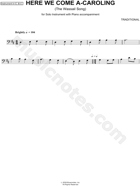 Here We Come A-Caroling - Bass Clef Instrument