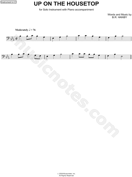 Up on the Housetop - Bass Clef Instrument