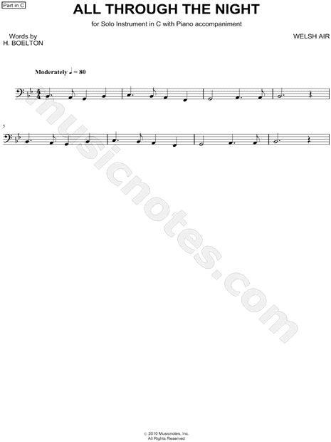 All Through the Night - Bass Clef Instrument