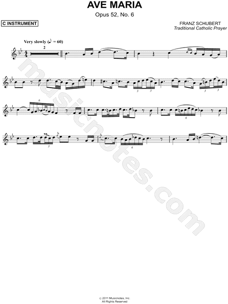Ave Maria, Opus 52, No. 6 - C Instrument