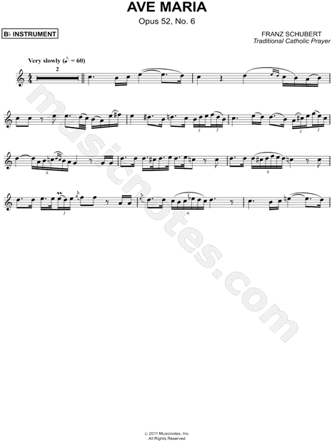 Ave Maria, Opus 52, No. 6 - Bb Instrument