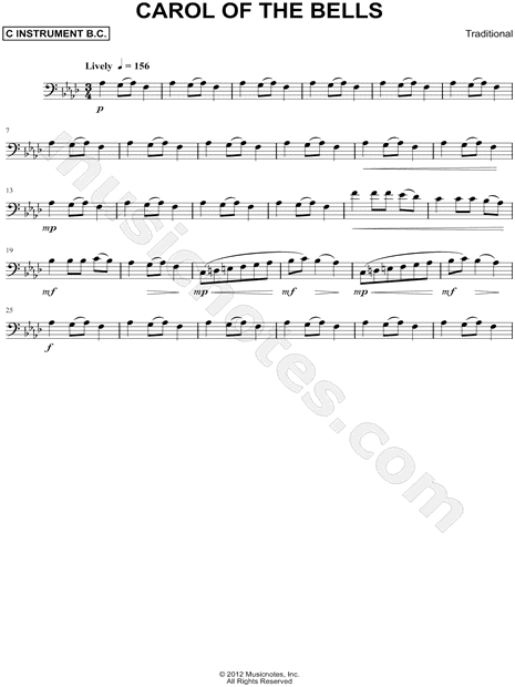 Carol of the Bells - Bass Clef Instrument