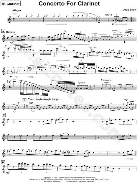 Concerto for Clarinet - Clarinet Solo
