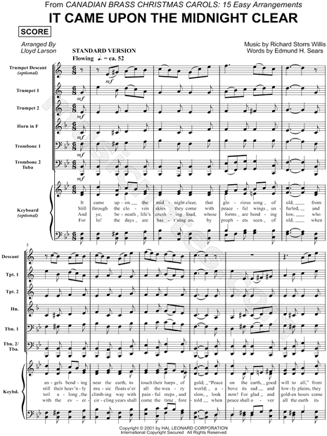 It Came Upon the Midnight Clear - Score (Brass Quintet)