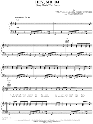 Hey, Mr. DJ Sheet Music by Backstreet Boys - Piano/Vocal/Guitar