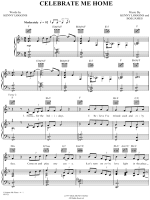 Celebrate Me Home Sheet Music by Kenny Loggins - Piano/Vocal/Guitar