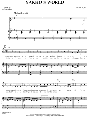 Traditional - Yakko's World Sheet Music (Digital Download) Traditional - Yakko's World Sheet Music (Digital Download)