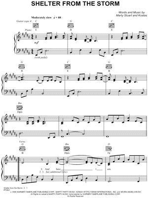 Shelter From the Storm Sheet Music by Marty Stuart - Piano/Vocal/Guitar