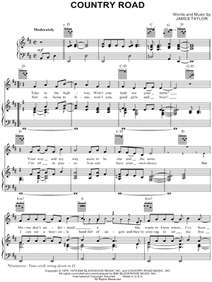 Country Road Sheet Music by James Taylor - Piano/Vocal/Guitar