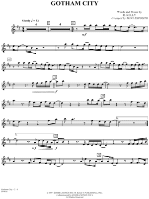 Gotham City Sheet Music by R. Kelly - Alto Saxophone Part