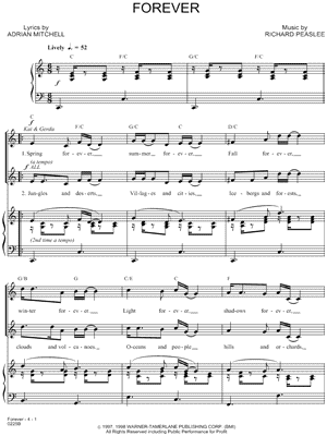 Forever Sheet Music from The Snow Queen - Piano/Vocal/Chords